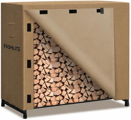 4ft Waterproof Firewood Rack Cover, Heavy Duty 600D Oxford Outdoor Storage Wood by Fashlits