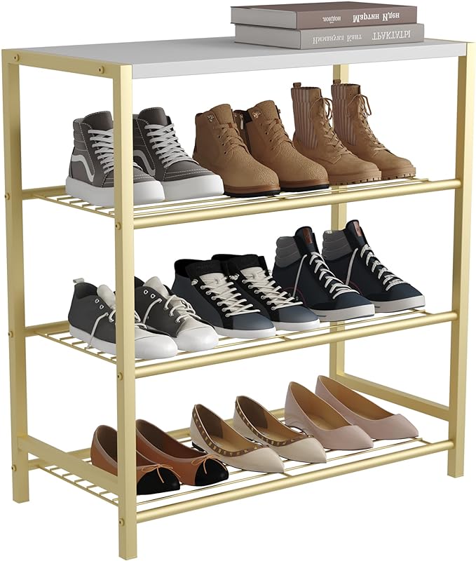 HOMEFORT 4-Tier Shoe Rack, Shoe Storage Shelf, Industrial Shoe Tower, Narrow by HOMEFORT