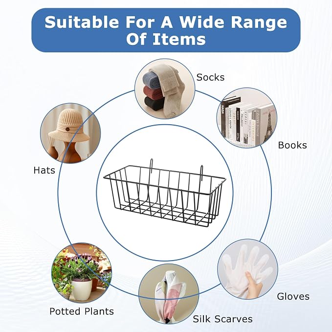 8 Pcs Wire Basket, Grid Panel Hanging Storage Baskets - Image 6