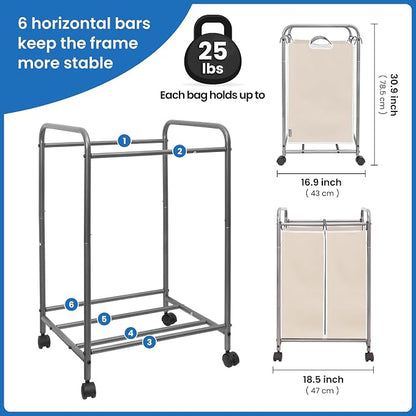STORAGE MANIAC Laundry Sorter 2 Section, 90 L Gal Laundry Hamper - Image 4