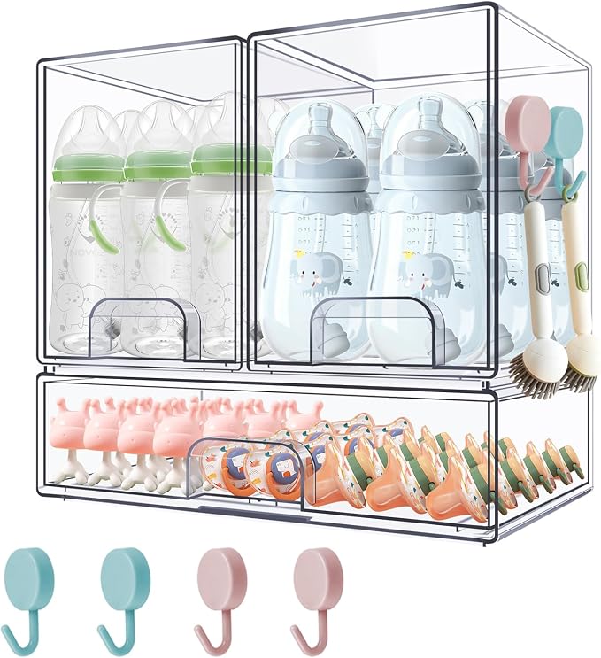 Baby Bottle Organizer with Hooks by Zebrater