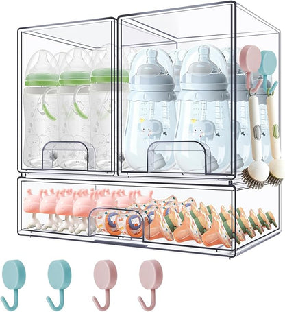 Baby Bottle Organizer with Hooks by Zebrater