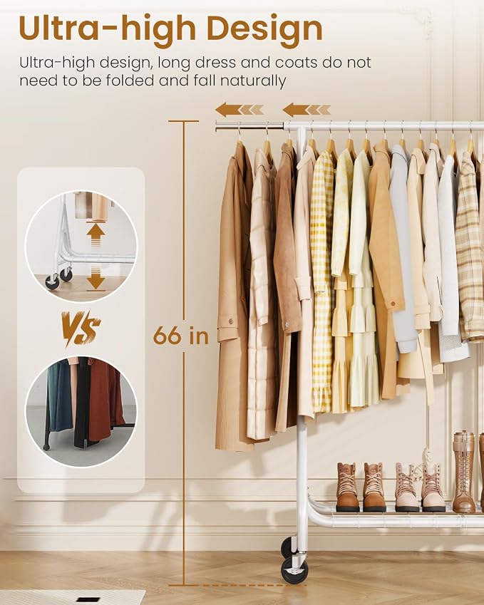 Heavy Duty Clothes Rack, Metal Clothing Rack Load 450 LBS, Rolling Coat Racks - Image 4