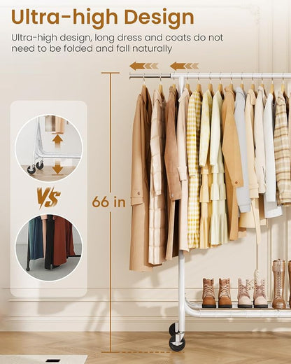 Heavy Duty Clothes Rack, Metal Clothing Rack Load 450 LBS, Rolling Coat Racks - Image 4