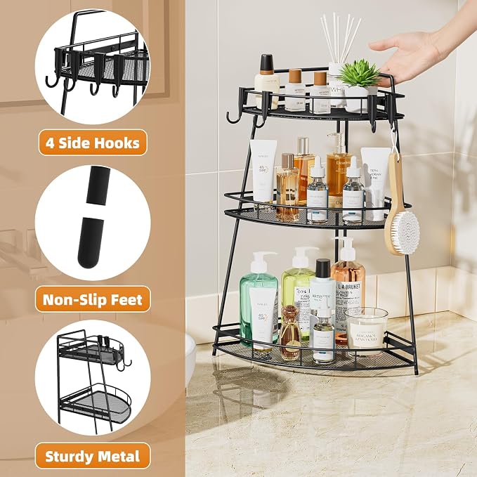 VITVITI 3 Tier Corner Bathroom Counter Organizer, Metal Bathroom Countertop - Image 4