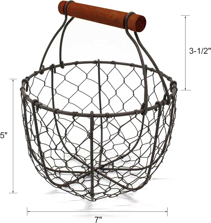 CVHOMEDECO. Round Chicken Wire Egg Basket Fruit Basket - Image 7