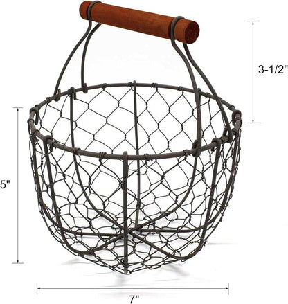 CVHOMEDECO. Round Chicken Wire Egg Basket Fruit Basket - Image 7