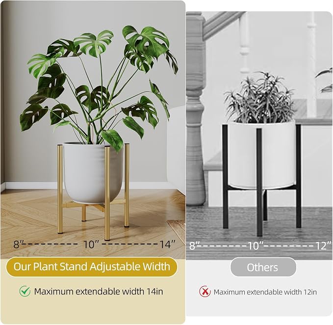 Adjustable Metal Plant Stand Indoor, Fits 8-14 Inch Pots, Mid Century Modern - Image 5