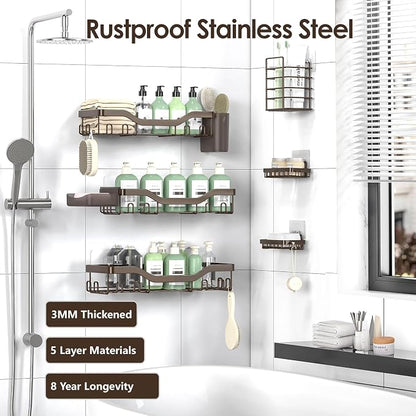 NESOMI Shower Caddy Adhesive Shower Organizer 8-Pack, Rustproof Stainless Steel - Image 5