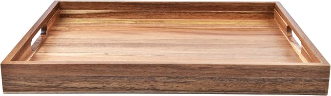 Acacia Wood Serving Tray with Handles – Decorative Serving Trays Platter - Image 2