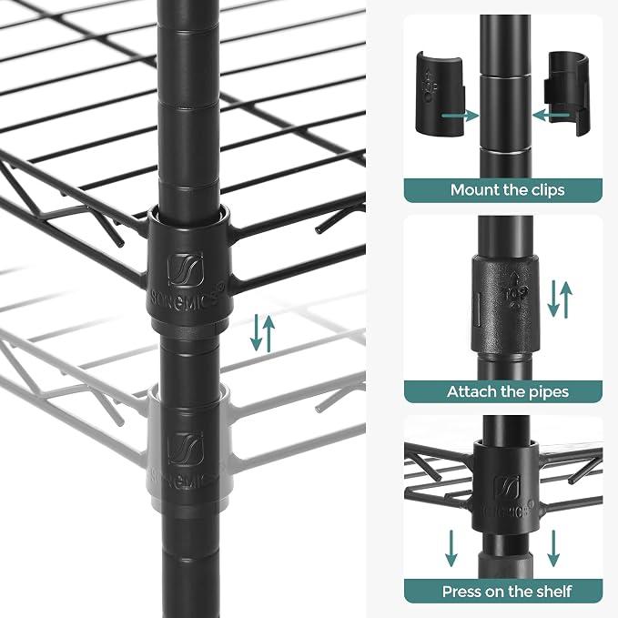 SONGMICS 5-Tier Storage Shelves, Wire Shelving Unit, Kitchen Metal Shelves - Image 5