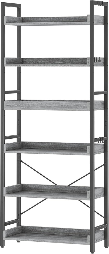 HCHQHS 6 Tier Bookshelf, Adjustable Industrial Bookcase, Vertical Tall Book by HCHQHS