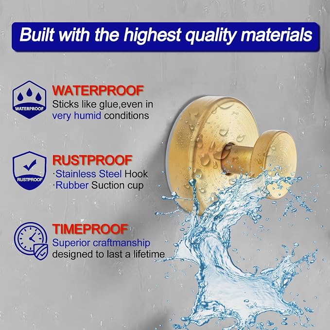 Bntuk Suction Cup Hooks for Shower, Removable Towel Hooks for Bathroom Window - Image 2