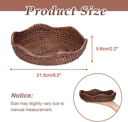 Hipiwe Decorative Key Bowl 8.5" Round Basket Bowl Handwoven Rattan Basket | - Image 3