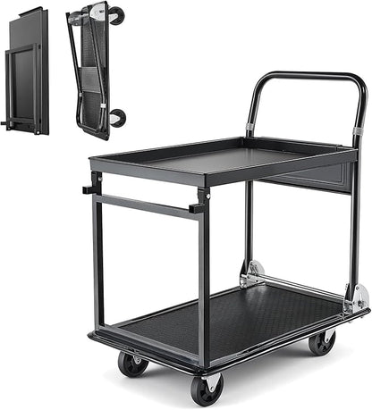 VEVOR Heavy Duty 2 Tier Platform Hand Truck, 700 lbs 2 Tier Push Tool Cart by VEVOR