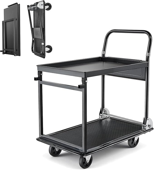 VEVOR Heavy Duty 2 Tier Platform Hand Truck, 700 lbs 2 Tier Push Tool Cart by VEVOR