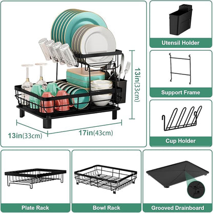 MOUKABAL Dish Drying Rack, 2 Tier Dish Rack, Large Dish Racks - Image 3