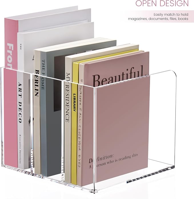 Acrylic Magazine Holder, Magazine File Holder Sorter Rack Workspace Organizers - Image 5