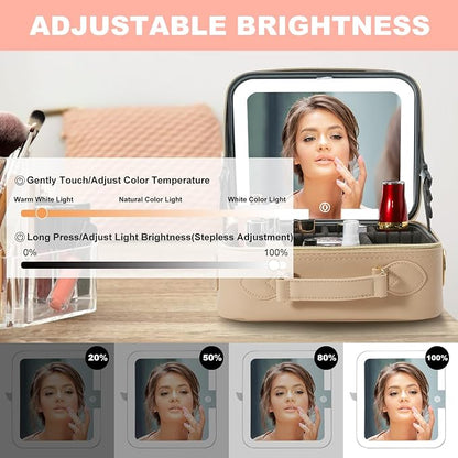 Mocado Travel Makeup Bag with LED Lighted Mirror, Travel Makeup Organizer - Image 4