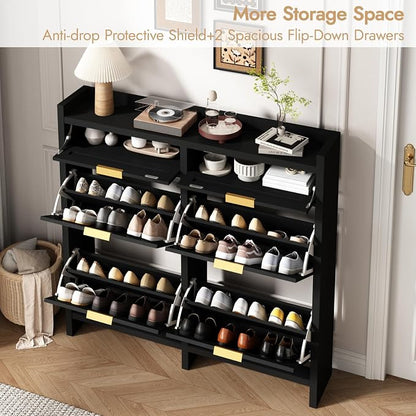 HOKYHOKY Large Rattan Shoe Storage Cabinet - Image 5