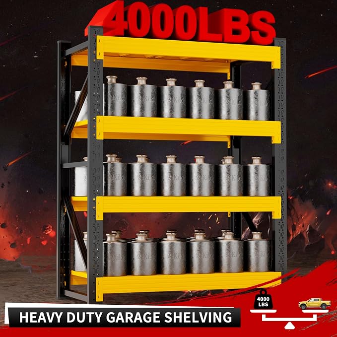 4000LBS Garage Storage Shelves, 4 Tier Metal Utitly Shelves Industrial Shelving - Image 4