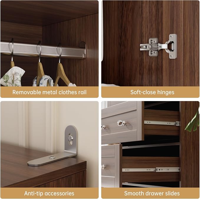 VOWNER 71" Tall Armoire Wardrobe Closet - Image 7