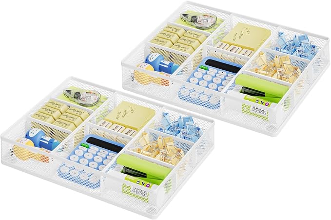 Marbrasse 2P Desk Drawer Organizer, Metal Mesh Drawer Organizer Tray by Marbrasse