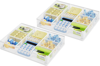 Marbrasse 2P Desk Drawer Organizer, Metal Mesh Drawer Organizer Tray by Marbrasse