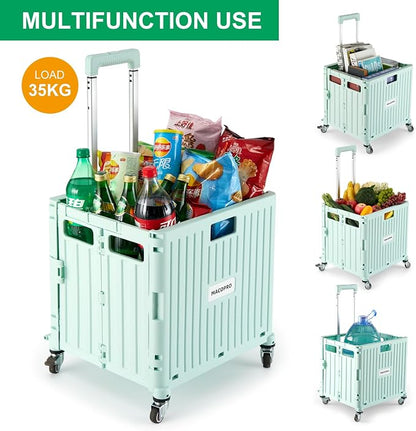 MACOPRO Folding Utility Cart Portable Rolling Crate Handcart Shopping Trolley - Image 2