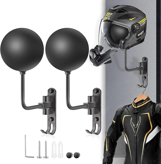 Motorcycle Helmet Holder Wall Mount 180 Degree Rotation Metal Bike Helmet Rack by Kikerike