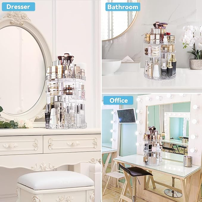 ZHIAI 360 Rotating Makeup Organizer, Large Capacity Cosmetics Organizer - Image 6