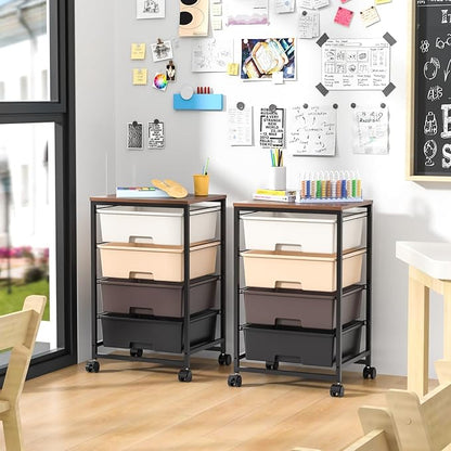 Utility Cart with 4 Drawers, Rolling Storage Cart with Drawers, Storage Rolling - Image 2
