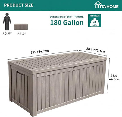 YITAHOME 180 Gallon Large Outdoor Storage XL Deck Box w/Divider - Image 7