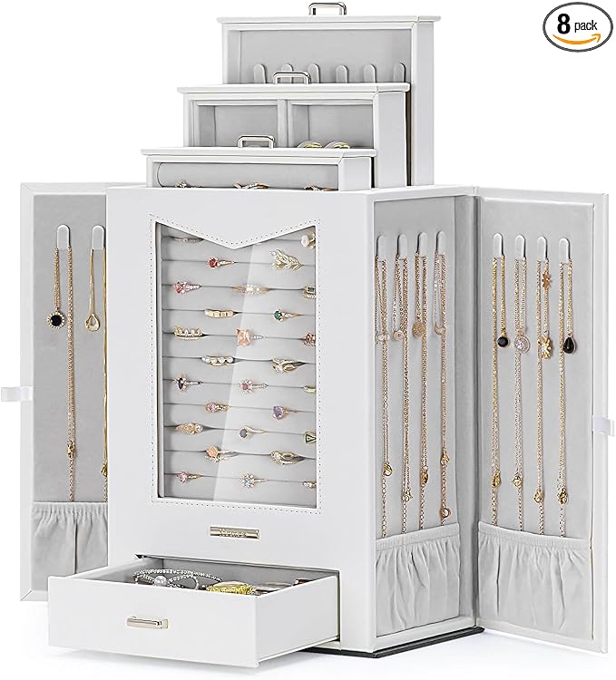 Homde Jewelry Organizer with Transparent Window Necklace Hooks Gift by Homde