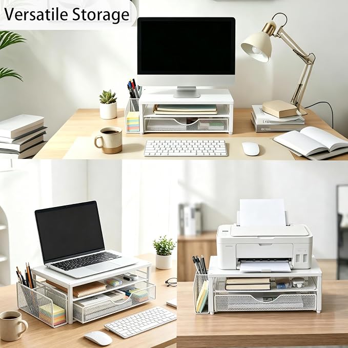 Spacrea Desk Organizer and Accessories, Computer Monitor Stand Riser - Image 3