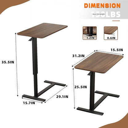 Overbed Bedside Table with Wheels, Adjustable Hospital Over Bed Table, Rolling - Image 2