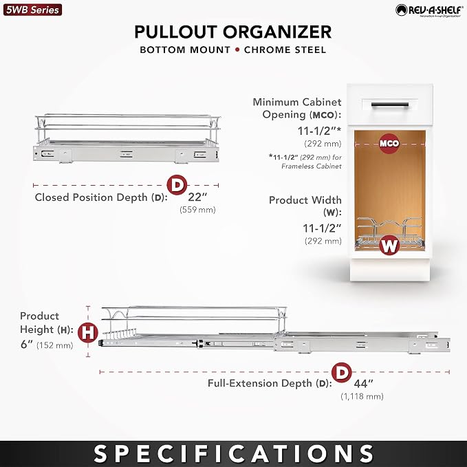 Rev-A-Shelf Pullout Kitchen Cabinet Drawer and Rolling Organizer Cabinet Pantry - Image 4
