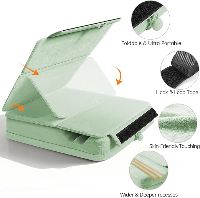 Tablet Pillow Stand with Storage, Foldable iPad Holder - Image 5