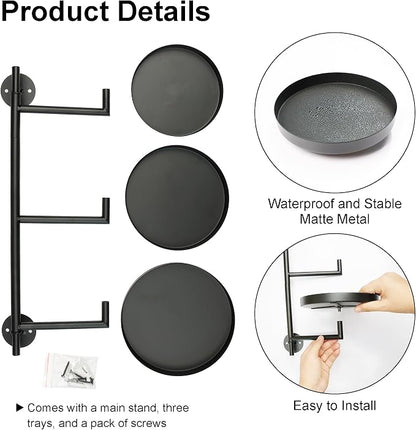 Rotating Window Wall Plant Shelves Stand Holder, 3 Tiered Metal Floating Plant - Image 6