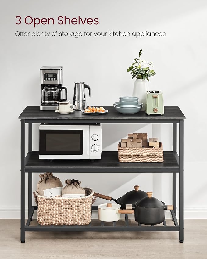 VASAGLE Kitchen Island with 3 Shelves, 47.2 Inches Width Kitchen Shelf with - Image 6