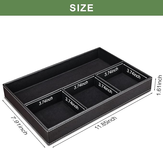 GORESE Faux Leather Valet Tray for Men, Stackable Jewelry Trays Drawer - Image 3