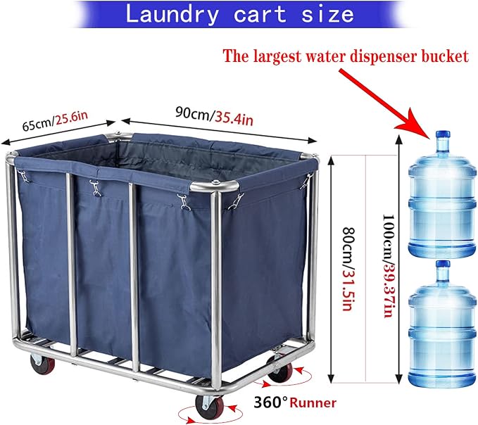 Commercial Laundry Cart with Wheels 12 Bushel Industrial Laundry Hamper Large - Image 2