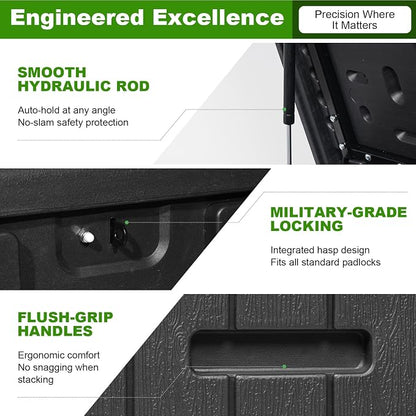 230 Gallon Outdoor Storage Box Waterproof, Extra Large Plastic Outside Deck Box - Image 7