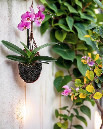 Hanging Orchid Planter: 4 Inch Handmade Bamboo Flower Basket -5Pcs | Wall Plant - Image 7