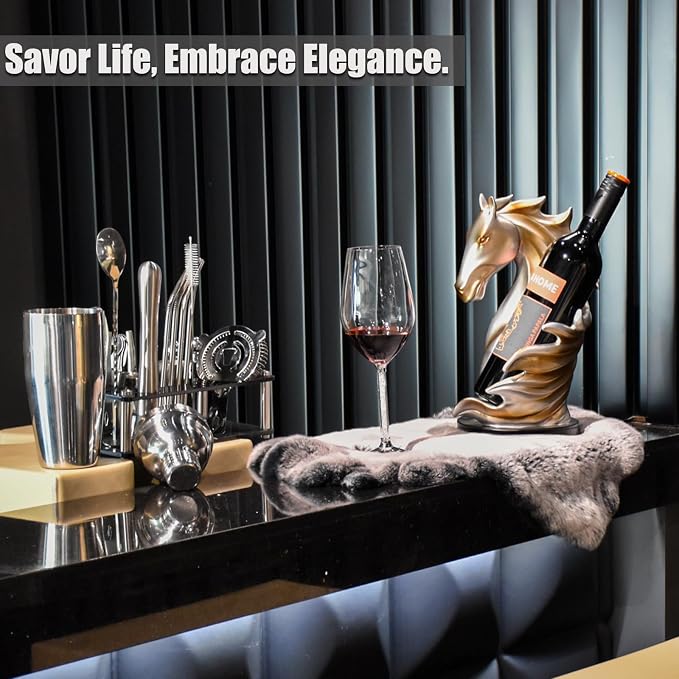 Wine Bottle Holder Wine Racks Tabletop Horse Statue as Home Kitchen Wine Cellar - Image 5