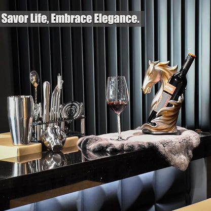 Wine Bottle Holder Wine Racks Tabletop Horse Statue as Home Kitchen Wine Cellar - Image 5