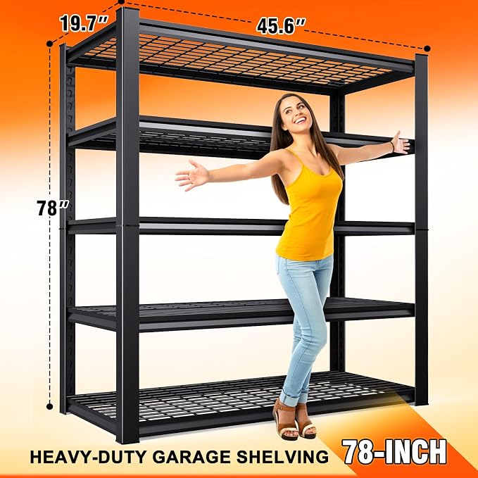 78 ''H Storage Shelves, 46‘’W Garage Shelving, Adjustable Garage Shelves - Image 3