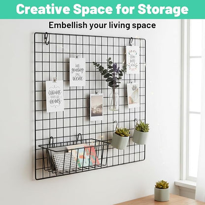 6 Pack Grid Panel Hanging Wire Basket, Hanging Wire Basket No Drilling - Image 4