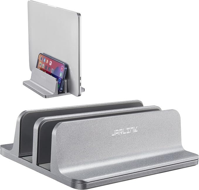 JARLINK Double Vertical Laptop Stand, Adjustable Aluminum Desk Dock, by JARLINK