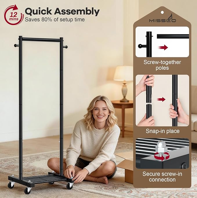 MISSLO Small Clothes Racks for Hanging Clothes Clothing Rack - Image 7